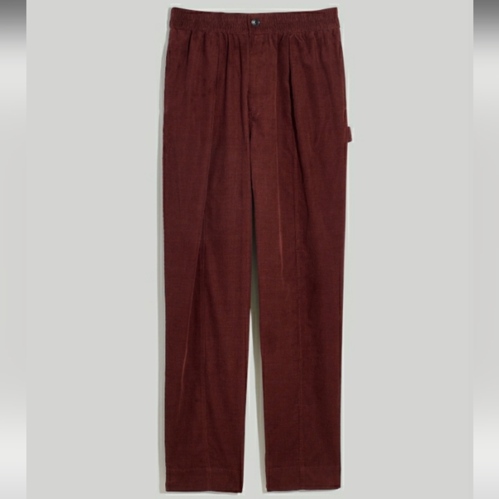 🆕️Corduroy Pull On Tapered Pants, Chocolate Brown - Picture 1 of 9